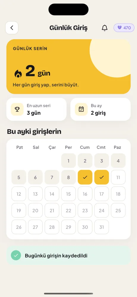 Günlük giriş serisi